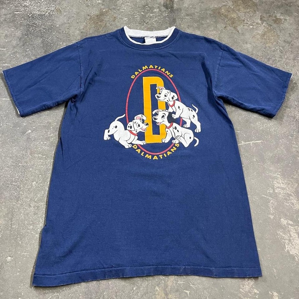Vintage Disney Store 101 Dalmatians Ringer T Shirt Mens Large Navy Blue 90s USA